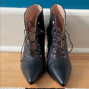 NWOB J. Crew Collection Black High Heel Lace-Up Boots, 7.5